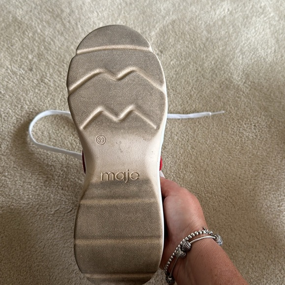 Stunning MAJE Silver Gold Glitter Running Shoes 39 or 8.5/9 White Red Unique - Picture 7 of 8